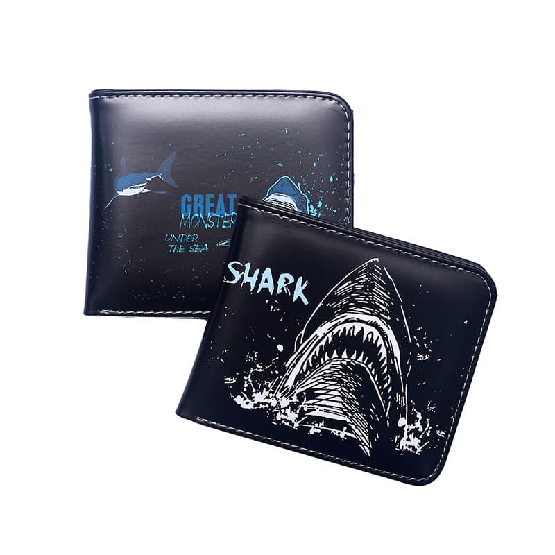 Cross-border Special Supply Wallet Shark Short Wallet Retro Animal Print Men's and Women's Zipper Coin Purse Wallet