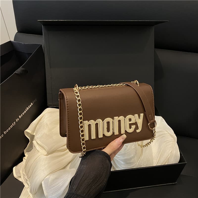 2025 New Trendy Women's Small Bag, Fashionable Shoulder Crossbody Chain Bag with Letter Pattern Square Bag, Casual Style