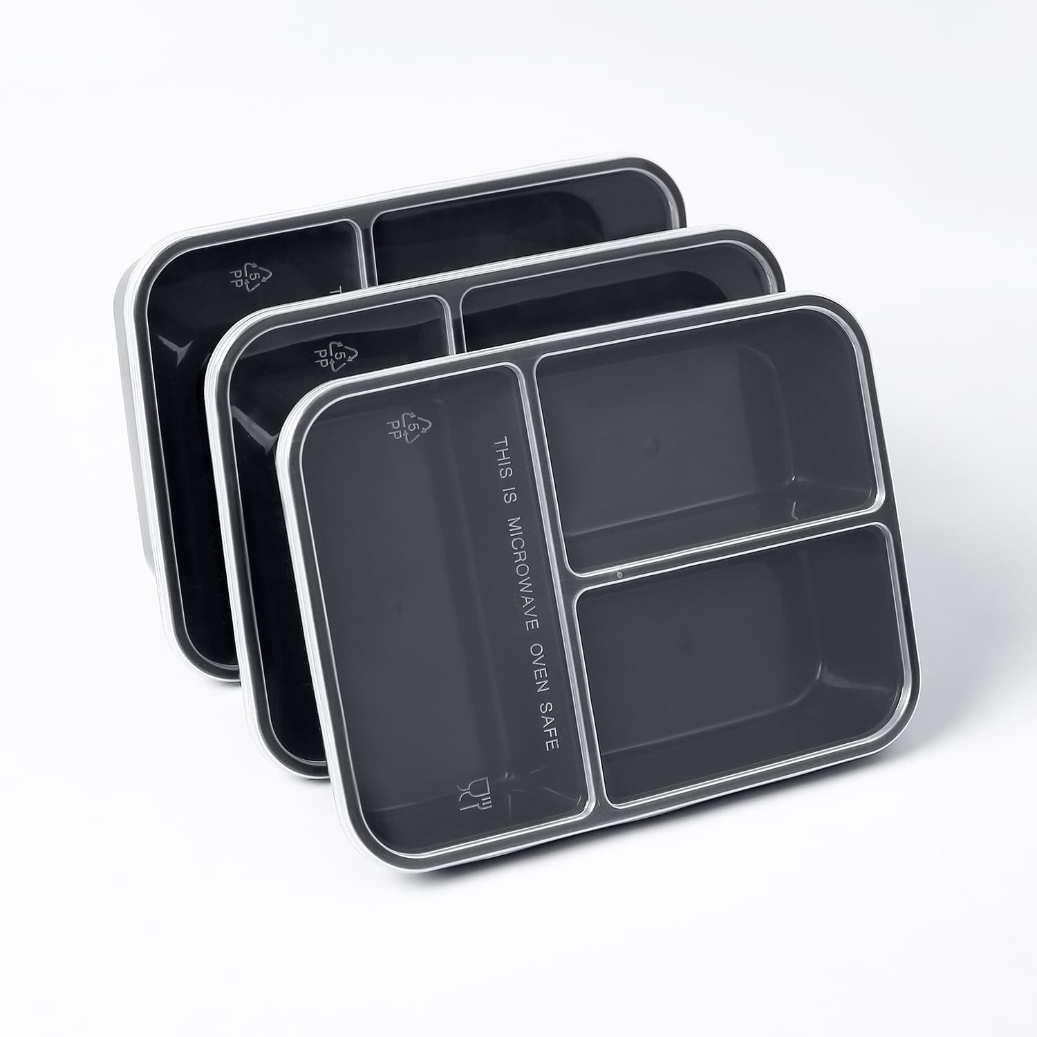 500/650/750ml three-compartment disposable lunch box, fast food box, takeaway packaging box, divided rectangular lunch box