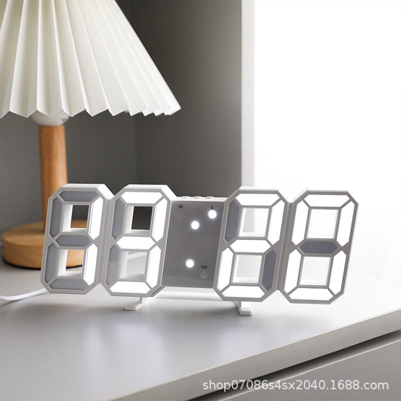 Popular Smart 3D Digital Clock Alarm Clock LED Electronic Wall Clock Large Gift Clock with Temperature Display