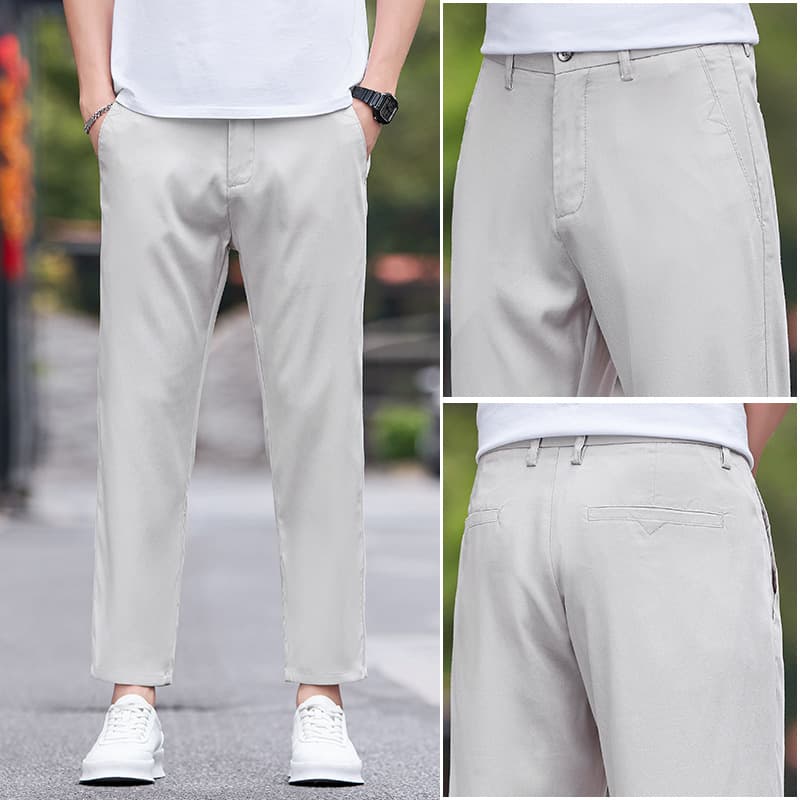 Premium Men's Cropped Pants 2026 Trendy Lyocell Straight-Leg Pants Slim Fit Versatile Breathable Casual Capri Pants