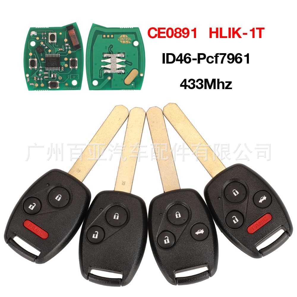 For Honda 2/3/4 Button Remote Car Key CE0891 HLIK-1T 433MHz ID46