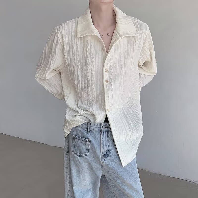 Vintage Retro Long Sleeve Shirt for Men Spring Autumn New Trendy Design Relaxed Style Casual Cool Shirt Men's Clothing