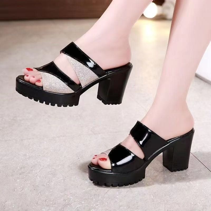 Summer Open-Toe Sandals for Women 2023 New Thick Heel Slides High Heel Platform Wedge Shoes