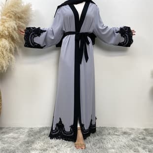 Fashion Embroidered Robe Turkish Casual Cardigan Long Cardigan Dress 1545