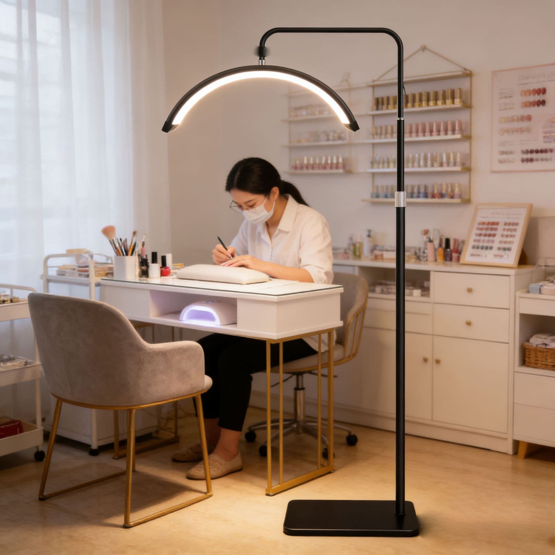 Beauty Lamp 24-inch U-Shape LED Shadowless Light for Salon, Nail, Eyelash, Eyebrow Tattoo, Eye-Care Lighting