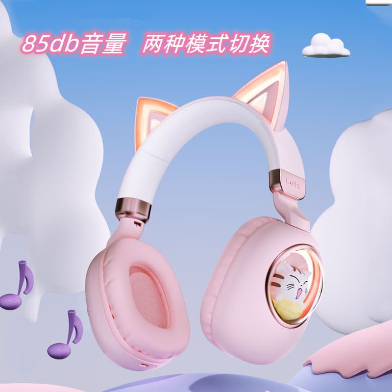 New Cross-Border Over-Ear Bluetooth Gaming Headphones with LED Lights, Wireless Bluetooth Headset for Kids, Esports