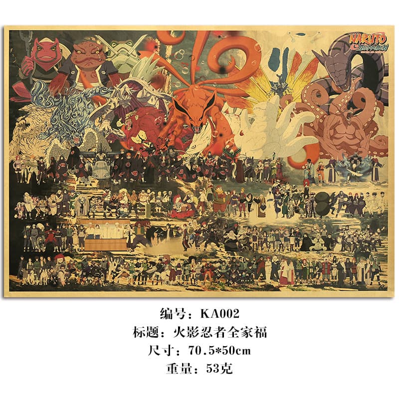 [KA002] Naruto Family Portrait Kraft Paper Poster Decorative Wallpaper School Stationery Store Cross-border Sales