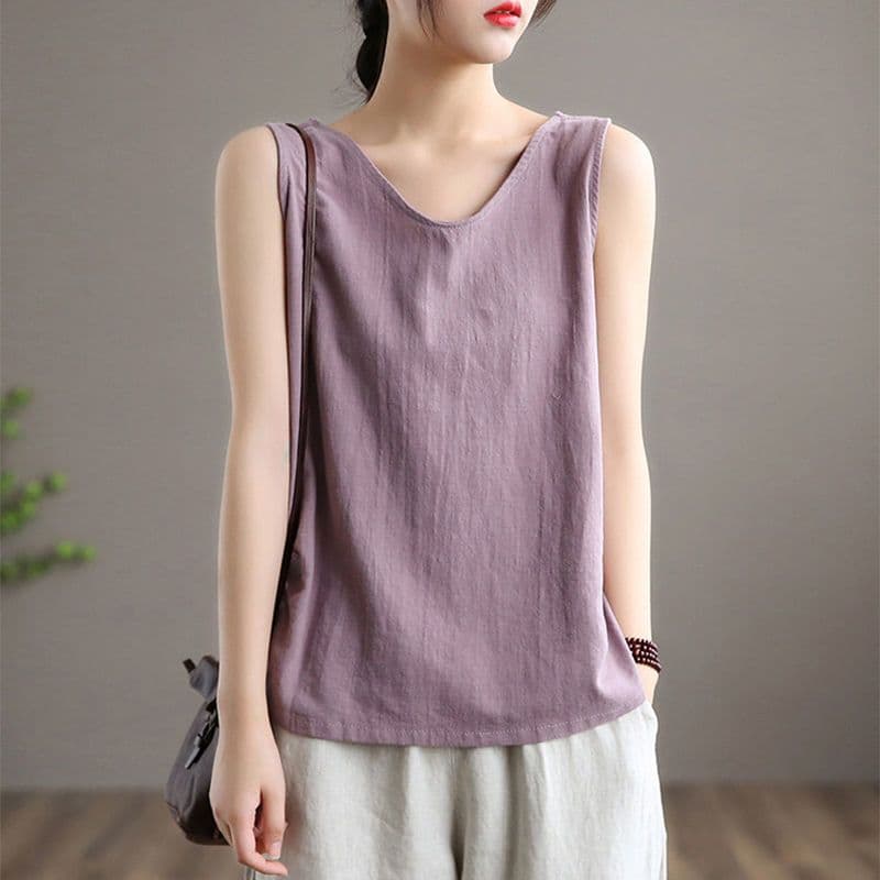 100% Cotton Linen Plus Size Loose Vest for Women 2021 Summer New Inner Wear Sleeveless T-Shirt Top