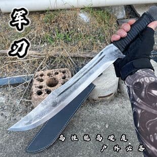 Longquan Outdoor Martial Arts Self-Defense Knife, Spring Steel, Wilderness Survival, Clearing Long and Short Knife, Vehicle-Mounted Cold Weapon, Unsharpened
