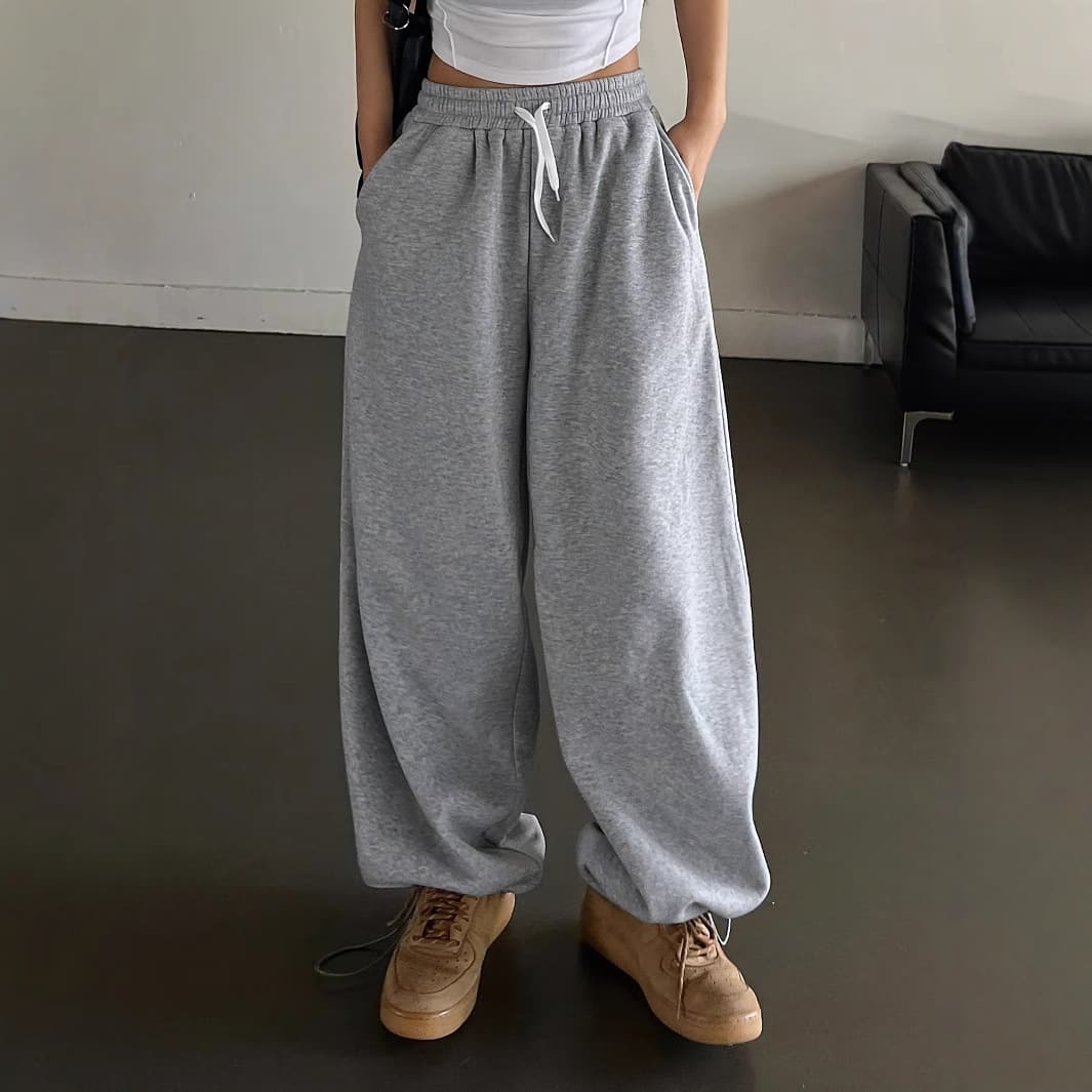 Cross-border loose bloomers gray sweatpants for women AliExpress Amazon casual versatile retro baggy sweatpants