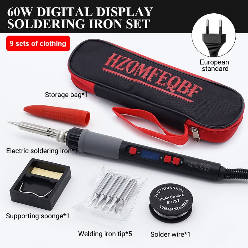 Cross-border factory direct sales of temperature-controlled soldering iron set, 60W internal heating type, suitable for home and engineering use.