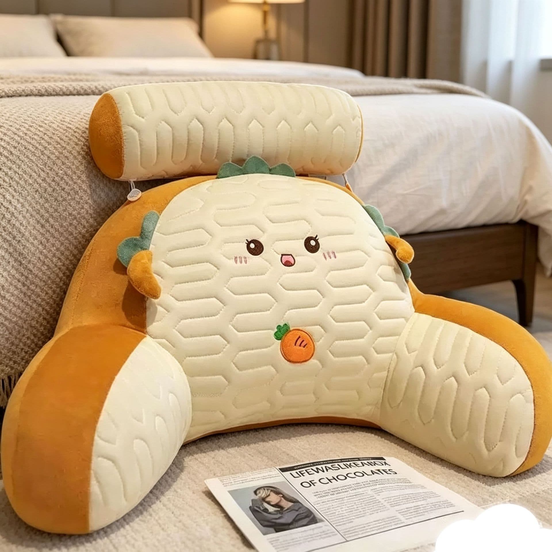 Bed Headrest Waist Support Large Backrest Semi-Reclining Bedroom Sofa Cushion Dormitory Bed Back Cushion Office Lumbar Support Pad