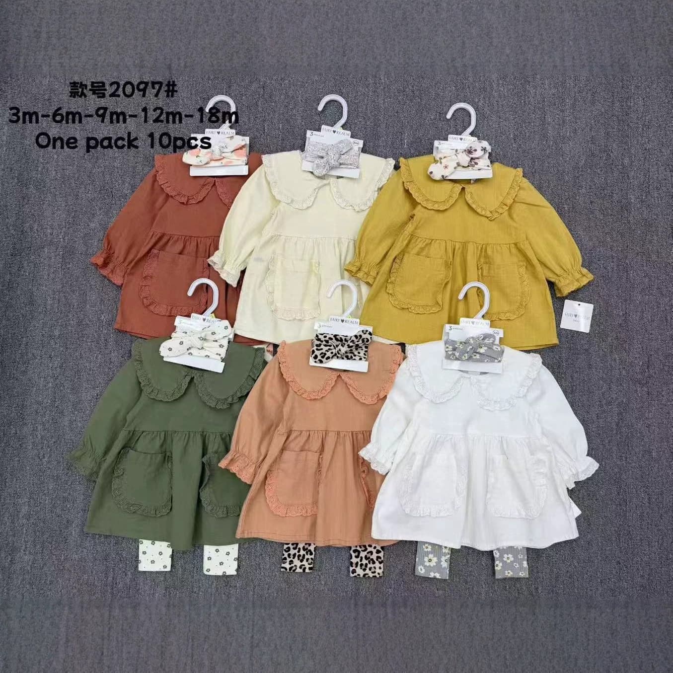 Cross-Border Baby Girls Lace Doll Collar Long Sleeve Dress Set Floral Leggings Three-Piece Baby Girl Set