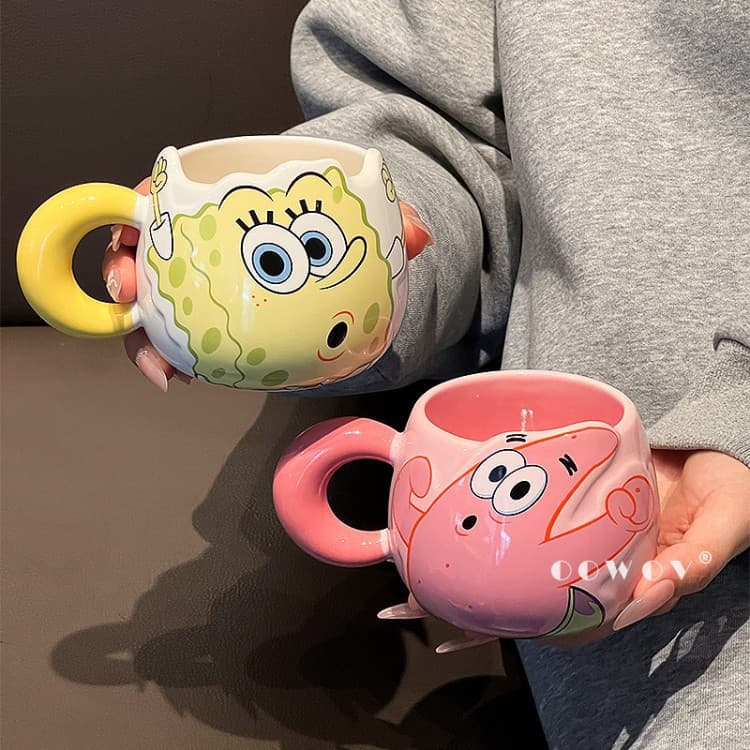 SpongeBob SquarePants Ceramic Mug Couple Water Cup Good-looking Girl Birthday Gift Cup Home Drinking Water Office
