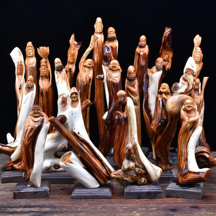 Taihang Thuja aged material figure Buddha statues follow-up root carvings home landscape office statues wood carving craft ornaments