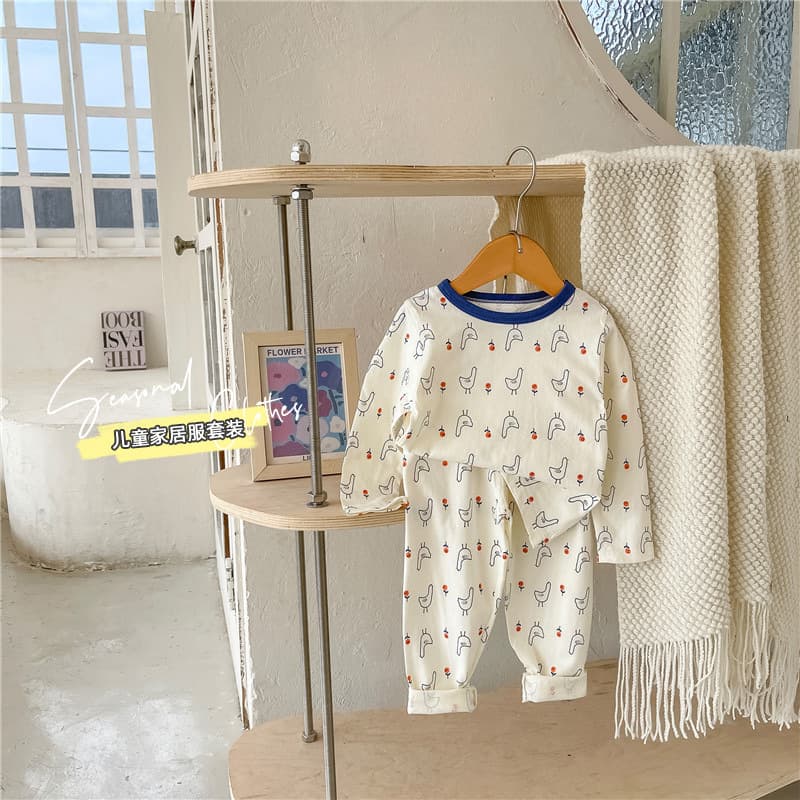 Children's Cotton Homewear Set - Boys' Long-Sleeve Top and Pants, Baby Girls' Pajamas, Spring/Autumn Style