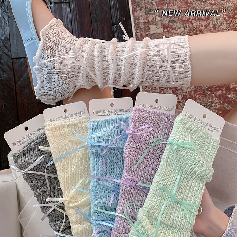 [Distribution] Spring/Summer Thin Sock Cover Women Butterfly Lolita Breathable Stacking Socks Macaron Sweet Calf Sock Cover