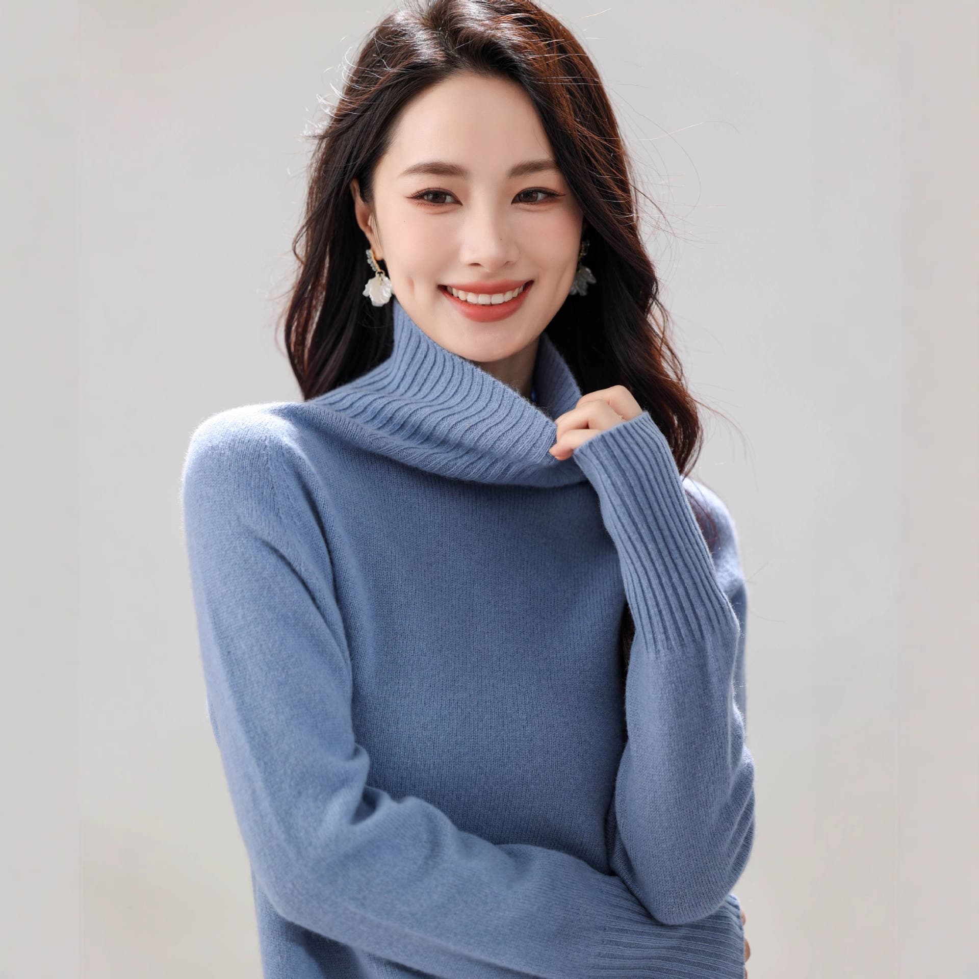 100% Wool Seamless High-Neck Pullover Autumn/Winter Versatile Base Layer 27 Color Choices Loose Fit