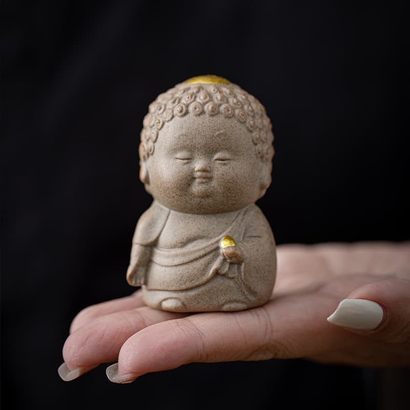 Yuxuan Small Reclining Buddha Tea Pet, Chinese Style Tea Tray Arrangement for Rockery/Aquarium, Premium Home Ornament