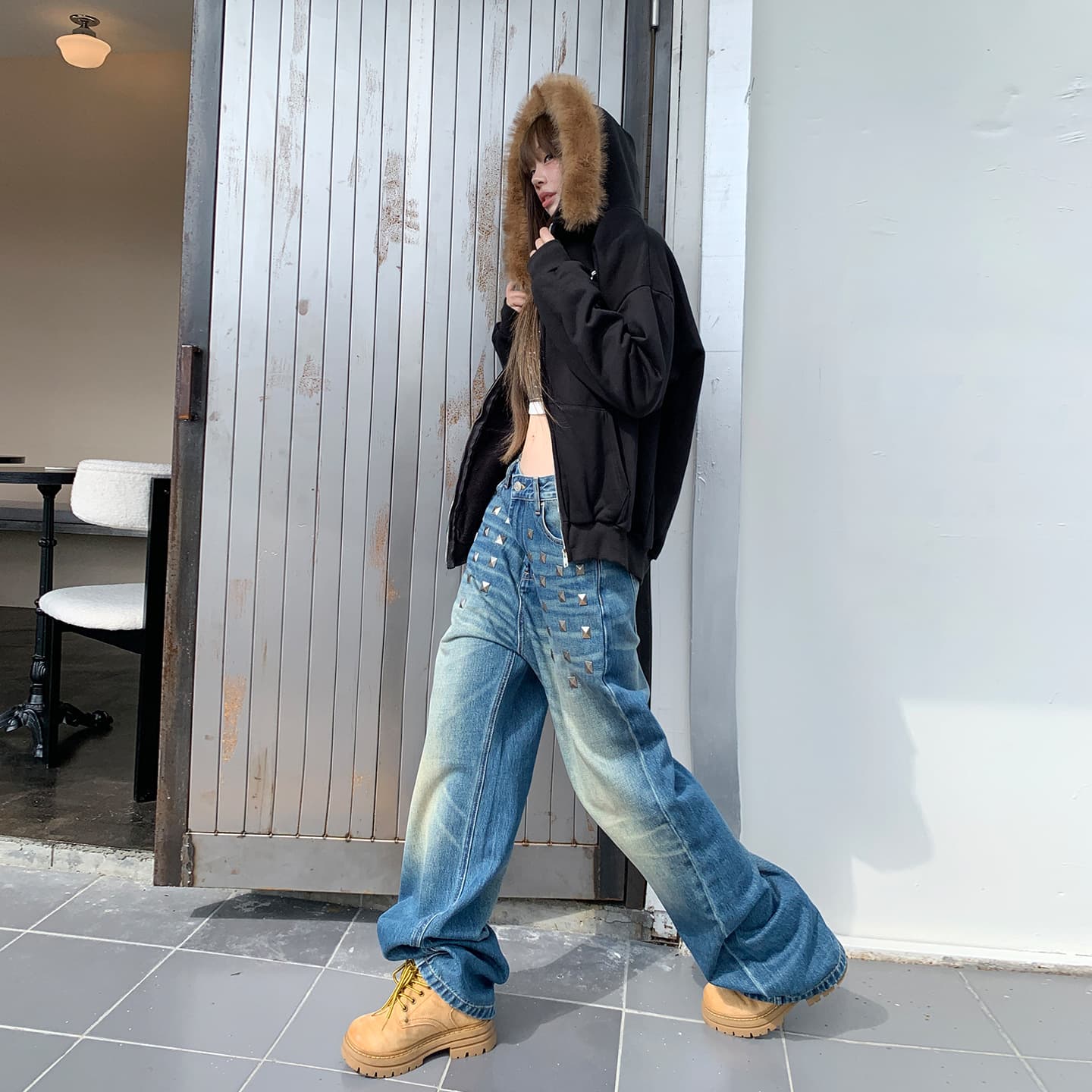 【BSF.cn】Style Expert Plan | Cortis Korean-Style Trendy Streetwear Y2K Studded Denim