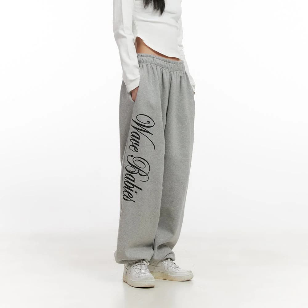European and American Cross-Border Retro American Street Style Letter Print Unisex Loose Wide-Leg Straight Casual Sweatpants