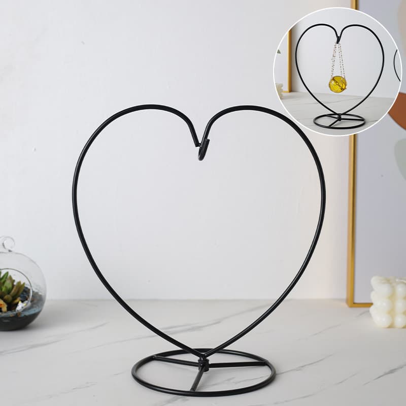 Miniature Landscape Heart-Shaped Stand Pendant Net Bag Peach Heart Hanger Cradle Doll Stand Nordic Iron Art Glass Bottle Hanging