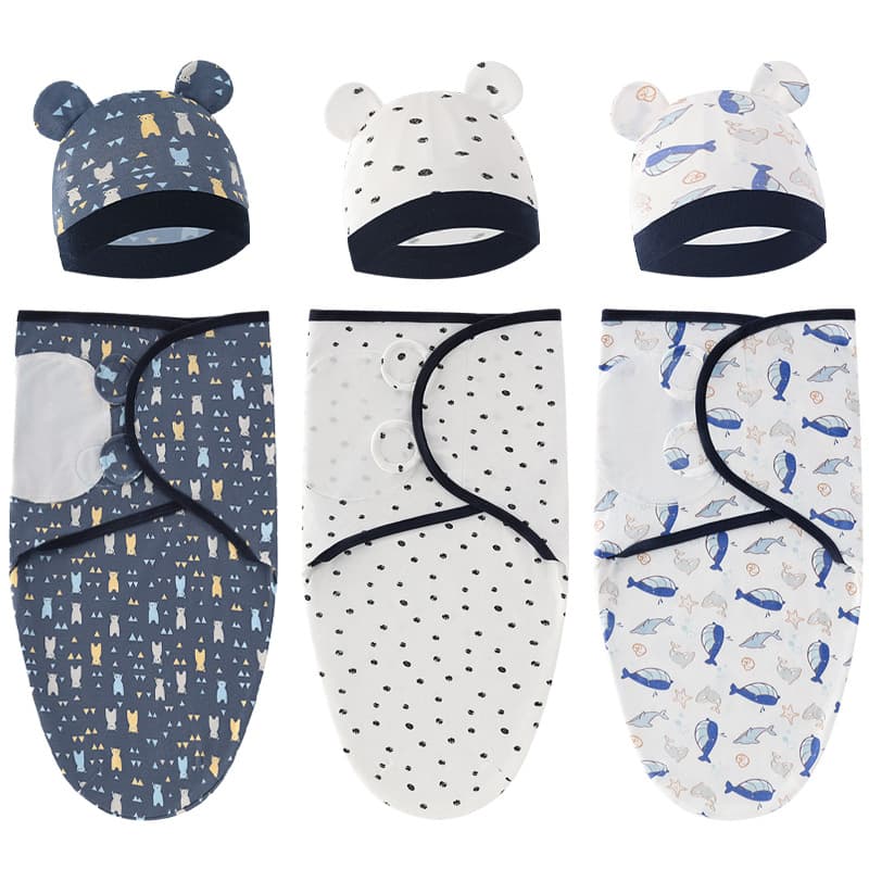 Foreign Trade European & American Newborn Swaddle Baby Spring Cocoon Sleep Sack Delivery Room Swaddling Blanket Baby Anti-Startle Swaddle Cloth & Cap