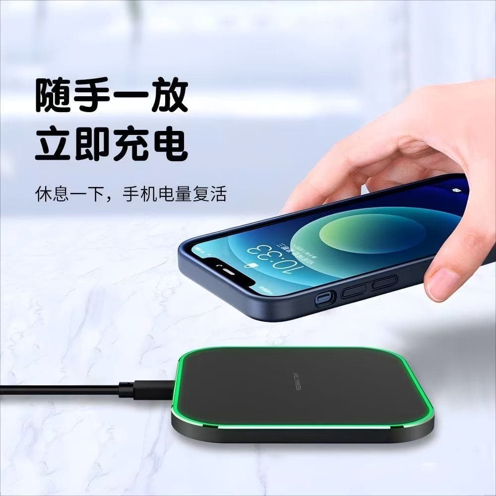 Cross-border 50W Desktop Ultra-thin Metal Square Wireless Charger 15W Fast Charging Mirror Wireless Charger 30W