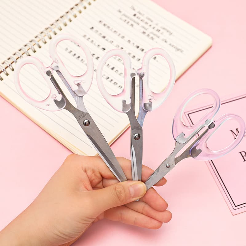 Ins transparent small scissors, simple and portable student stationery, office supplies, handcraft scissors, journaling, Muji style scissors