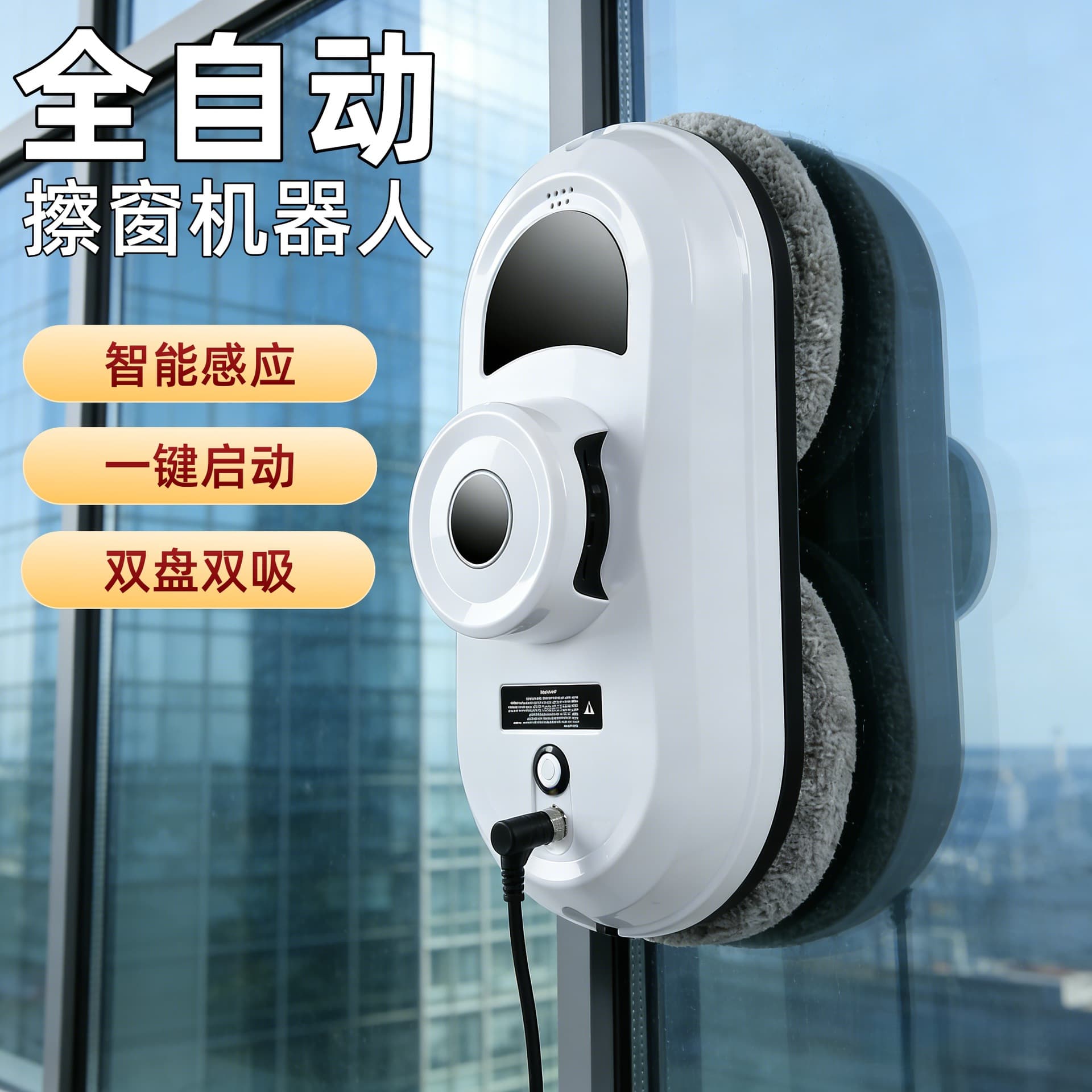 Automatic Window Cleaning Robot with Strong Suction, Dual Disc Twist Wipe, Remote Control for High-Rise Exterior Windows, Smart Window Cleaner
