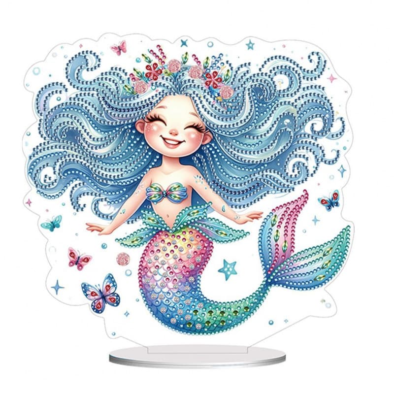 5D cross-border new product Diamond Painting Mermaid Ornament 5D Gemstone Embroidery Art Home Office Desktop Decoration