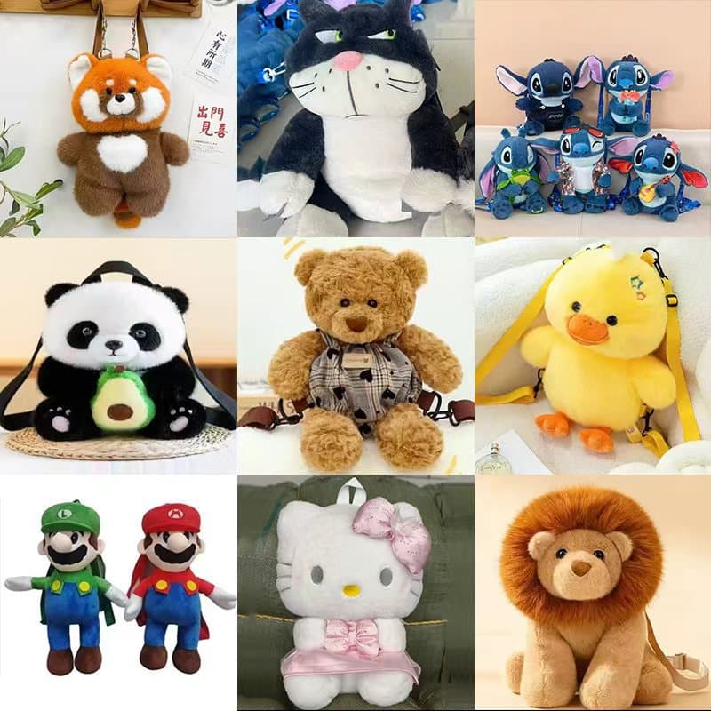 Cute plush backpack, plush teddy bear, children's companion gift, gift for girls, doll bag wholesale