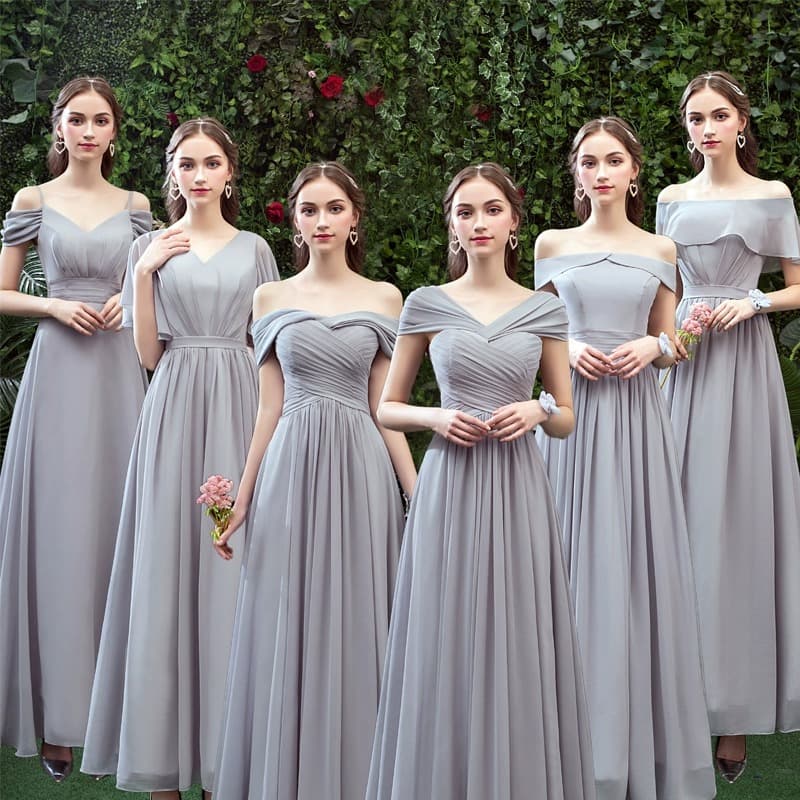 Bridesmaid Dress Long 2026 New Gray Bridesmaid Gown Sister Dress Wedding Slimming One-Shoulder Banquet Dress