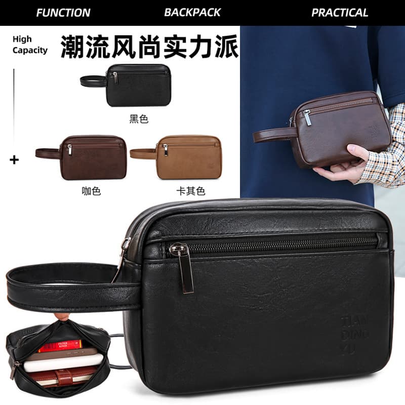 Men's Business Crossbody Waist Bag, Large Capacity Casual PU Leather Handbag