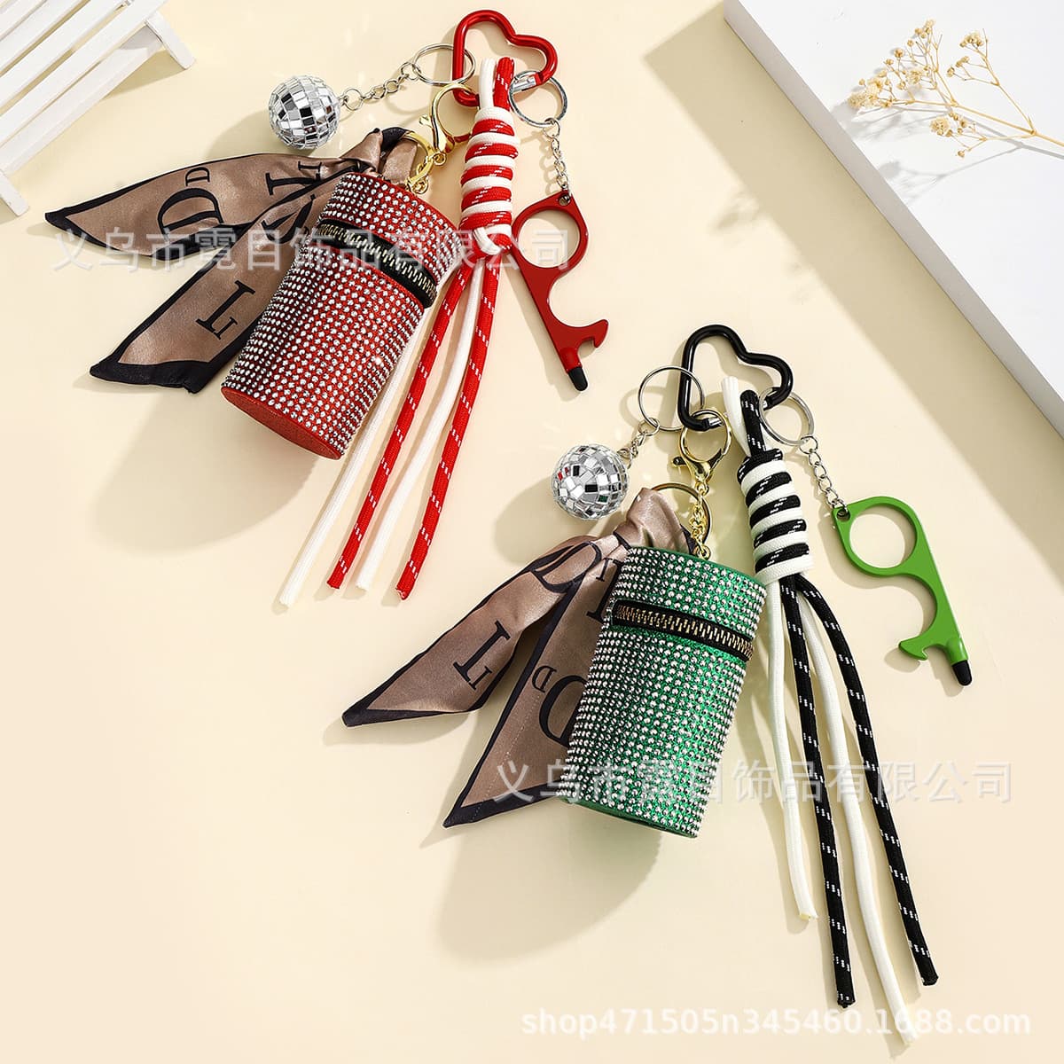 Mini Diamond Keychain Lipstick Red Envelope Water Drop Bag Car Keychain New Personalized Portable Girl Trendy Bag