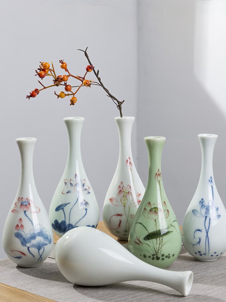 Jade Purifying Vase Tea Ceremony Flower Arranging Vessel, Buddhist Altar Supplies, Dehua White Porcelain Ceramic Small Vase, Guanyin Vase, Zen Style Vase