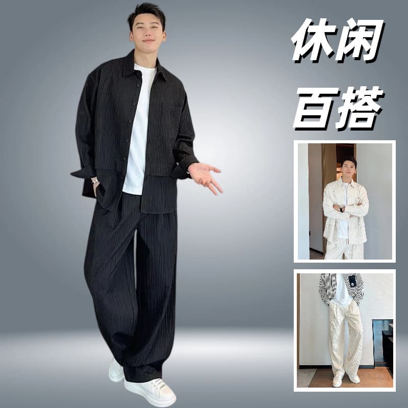 Men's Casual Suit 2025 New Spring/Autumn Long Sleeve Shirt and Pants Two-Piece Set