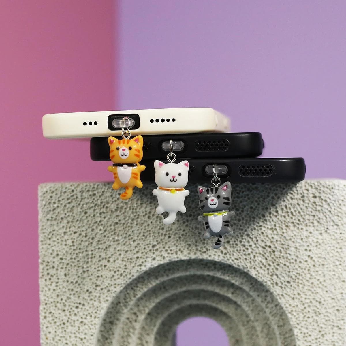 Phone Dust Plug Charging Port Three-Color Dust Plug Accessory Decorative Pendant