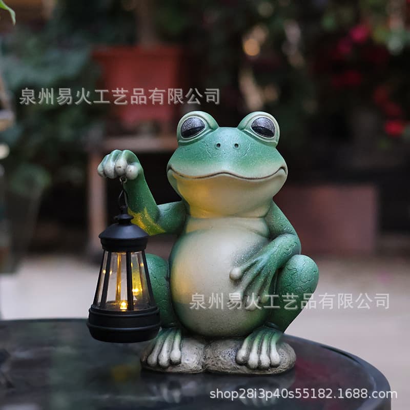 Cross-border Outdoor Solar Frog Statue Resin Craft Animal Yard Decoration Garden Ornament