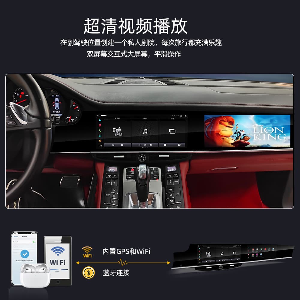 For Porsche Panamera Modification Center Console Large Screen Navigation 360 Carplay Dual Screen Interaction