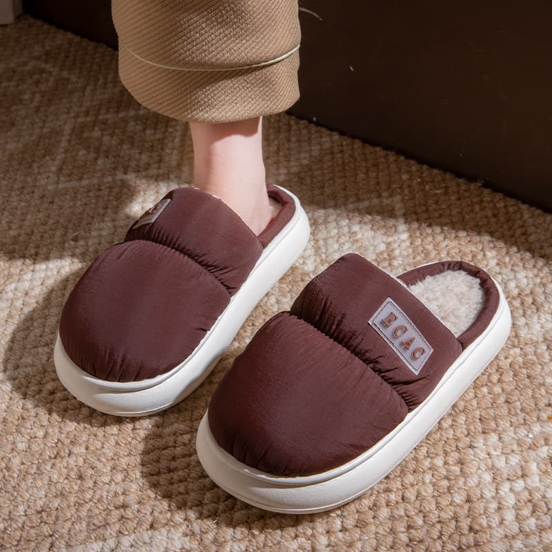 Cloud-like Cotton Slippers for Women, Autumn/Winter Waterproof and Non-slip, Fleece-lined Warm and Soft Sole, Couples Indoor and Outdoor Cotton Slippers for Men