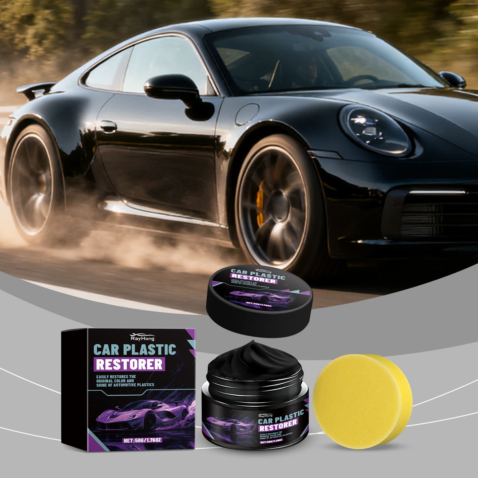 RAYHONG Car Plastic Gloss Care Cream Interior Dashboard Polish Maintenance Cleaner for Stain Removal