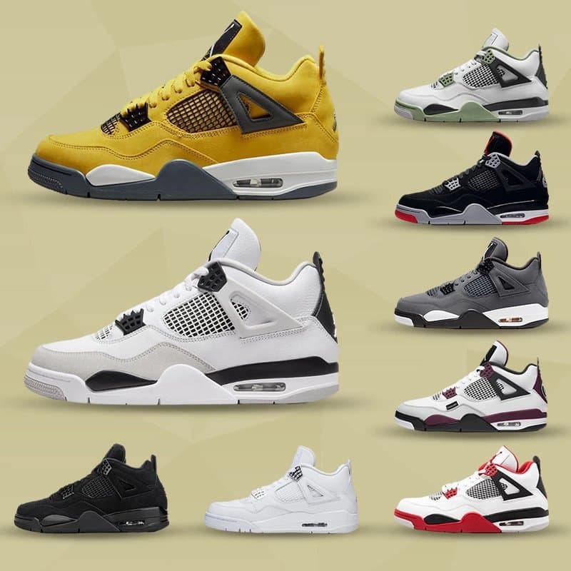 Pure Original AJ4 Lightning Jordan Lightning Black Cement Paris Basketball Shoes Jordan 4 Yin Yang AJ3 Air Cushion Basketball Shoes