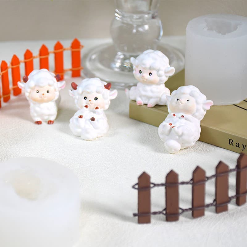 Cute Lamb Silicone Mold DIY Baking Cake Chocolate Decoration Mold Resin Glue Abrasive