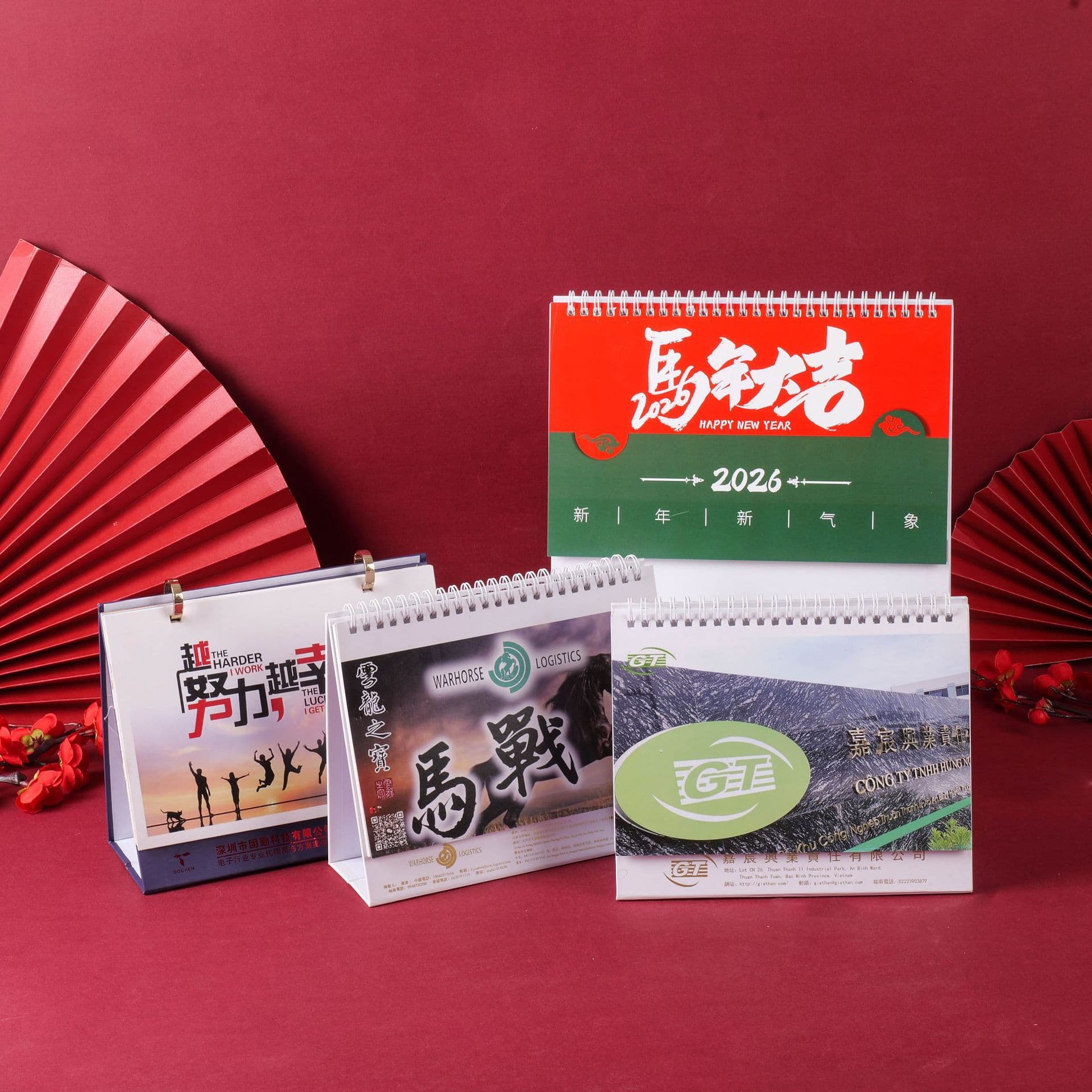2026 customized creative desk calendars, small batch production, wholesale wall and weekly calendars, Horse Year corporate annual calendars.