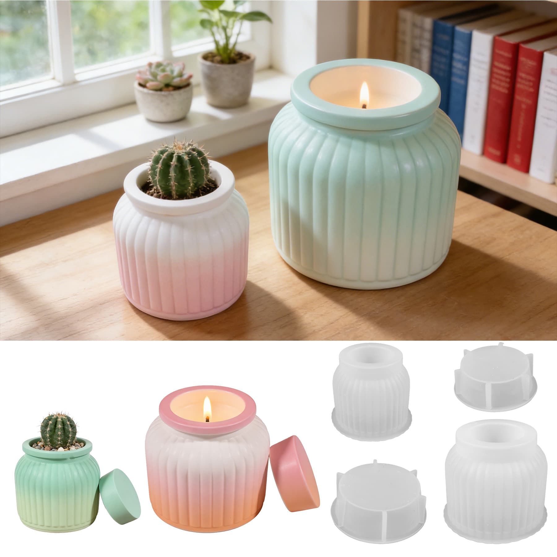 New Cross-border Candle Cup Storage Box Resin Silicone Mold, Epoxy DIY Plaster Cement Decoration Factory Wholesale