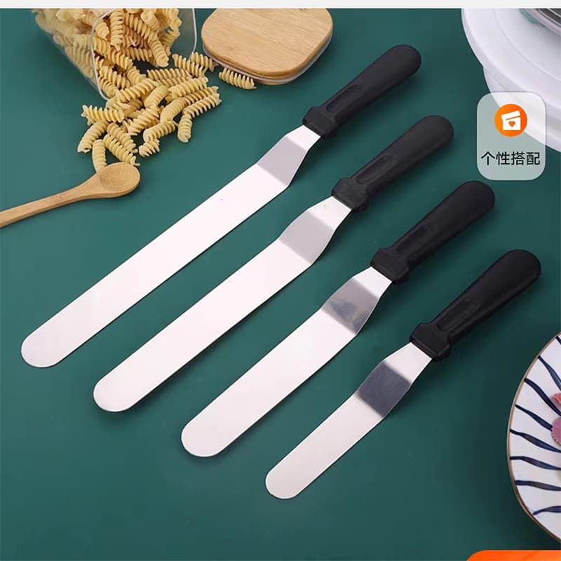 In Stock Special Sale 0.7mm Thick 6 8 10 12 Inch Stainless Steel Plastic Handle Curved Offset Spatula Cake Cream Spatula