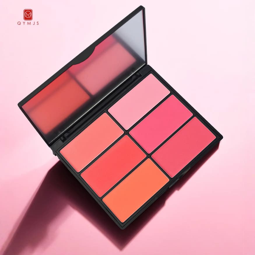 Qingyimei Six-Color Blush Palette Multi-Color Set for Studio Makeup Artists Stage Makeup Affordable Pink and Orange Blush