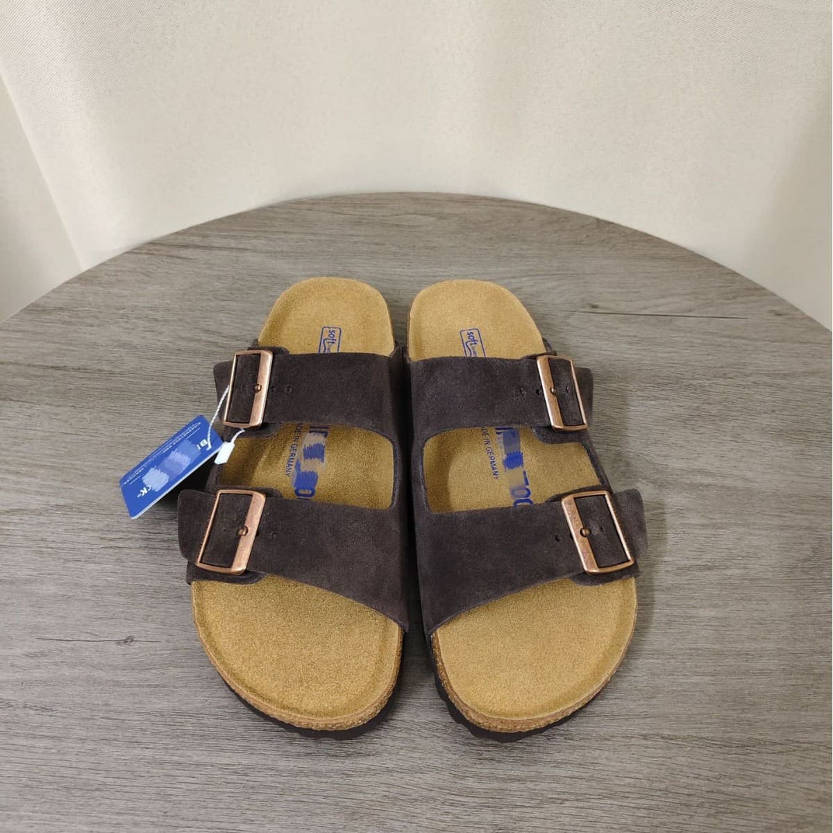 Export stock large size unisex genuine leather Birkenstock shoes, comfortable double buckle fashion thick-soled sandals BK